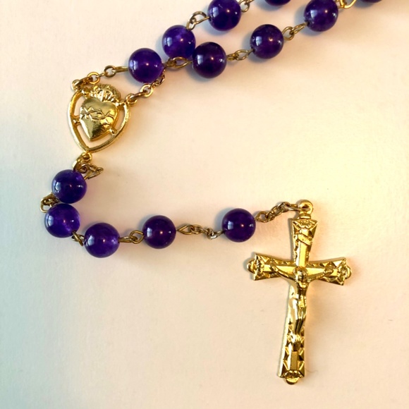 Rosary Beads - Royal Purple and Gold - Picture 1 of 5